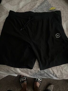 Virus Men's Black Athletic Shorts with Reflective Logo